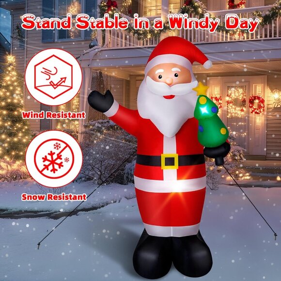 ⚡8FT Christmas Inflatable Santa Large Blow up Built-in LED Light Yard Decoration - Picture 4 of 8